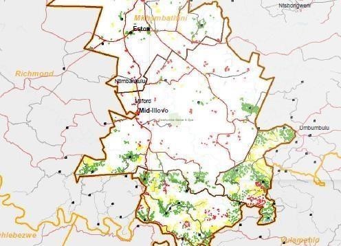 A map showing the study area Mid-Illovo